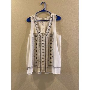 Joie White Silk Gorgeous Detail Sleeveless Top